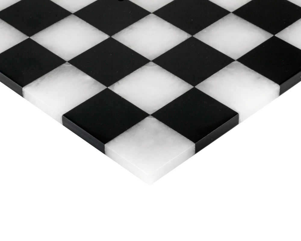 Black And White Edge To Edge Alabaster Chess Set 14 Inches 6 Black And White Edge To Edge Alabaster Chess Set 14 Inches - Image 6