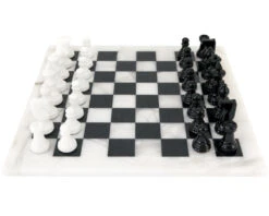 Black And White Alabaster Chess Set 14.5 Inches 8 Black And White Alabaster Chess Set 14.5 Inches -Chess Shop 14MF1 BLKWHT 03