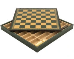 The Italian Verde 13.75 Inch Chess Cabinet With Removable Lid, Backgammon Board, Dice And Draughts -Chess Shop 219GV 03