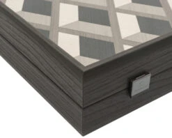 The Manopoulos Grey Oak And Platinum Luxury Backgammon Set With Vinyl Deluxe Cups 9 The Manopoulos Grey Oak And Platinum Luxury Backgammon Set With Vinyl Deluxe Cups -Chess Shop B3D1 02