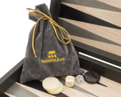 The Manopoulos Grey Oak And Platinum Luxury Backgammon Set With Vinyl Deluxe Cups 10 The Manopoulos Grey Oak And Platinum Luxury Backgammon Set With Vinyl Deluxe Cups -Chess Shop B3D1 03