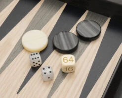 The Manopoulos Grey Oak And Platinum Luxury Backgammon Set With Vinyl Deluxe Cups 13 The Manopoulos Grey Oak And Platinum Luxury Backgammon Set With Vinyl Deluxe Cups -Chess Shop B3D1 06