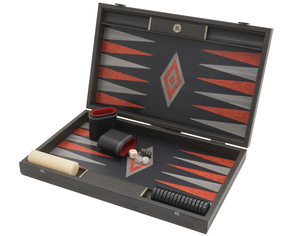 The Manopoulos Black Oak Argento Backgammon Set With Vinyl Deluxe Cups 5 The Manopoulos Black Oak Argento Backgammon Set With Vinyl Deluxe Cups - Image 5