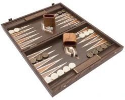 The Manopoulos Natural Burl And Wenge Luxury Backgammon Set With Luxury Cups