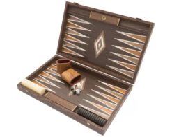 The Manopoulos Natural Burl And Wenge Luxury Backgammon Set With Luxury Cups -Chess Shop BWV1 04