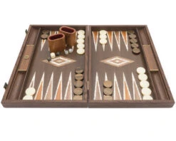 The Manopoulos Natural Burl And Wenge Luxury Backgammon Set With Luxury Cups -Chess Shop BWV1 05