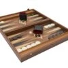 The Manopoulos Walnut Black And Oak Club Large Backgammon Set With Vinyl Deluxe Cups