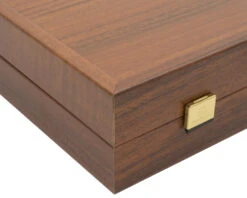 The Manopoulos Walnut Black And Oak Club Large Backgammon Set With Vinyl Deluxe Cups -Chess Shop BXL1KK 02