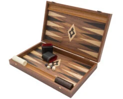 The Manopoulos Walnut Black And Oak Club Large Backgammon Set With Vinyl Deluxe Cups -Chess Shop BXL1KK 04