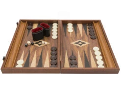 The Manopoulos Walnut Black And Oak Club Large Backgammon Set With Vinyl Deluxe Cups -Chess Shop BXL1KK 05