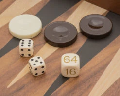 The Manopoulos Walnut Black And Oak Club Large Backgammon Set With Vinyl Deluxe Cups -Chess Shop BXL1KK 06