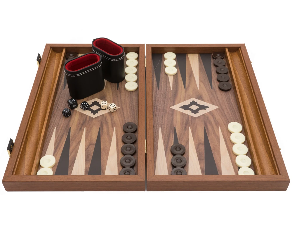 The Manopoulos Walnut Black And Oak Club Compact Backgammon Set With Vinyl Deluxe Cups 7 The Manopoulos Walnut Black And Oak Club Compact Backgammon Set With Vinyl Deluxe Cups - Image 7