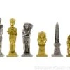 Egyptian Series Brass And Nickel Figurative Chess Pieces