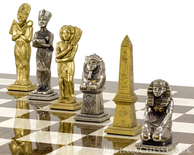 Egyptian Series Brass And Nickel Figurative Chess Pieces 6 Egyptian Series Brass And Nickel Figurative Chess Pieces - Image 6
