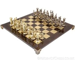 Manopoulos Large Greek Roman Army Metal Chess Set