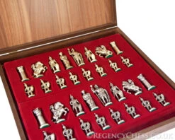 Manopoulos Large Greek Roman Army Metal Chess Set -Chess Shop MANS 11BR 02