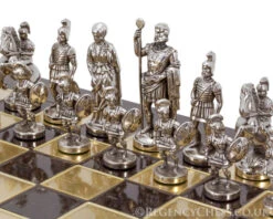 Manopoulos Large Greek Roman Army Metal Chess Set -Chess Shop MANS 11BR 03