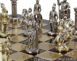 Manopoulos Large Greek Roman Army Metal Chess Set -Chess Shop MANS 11BR 04