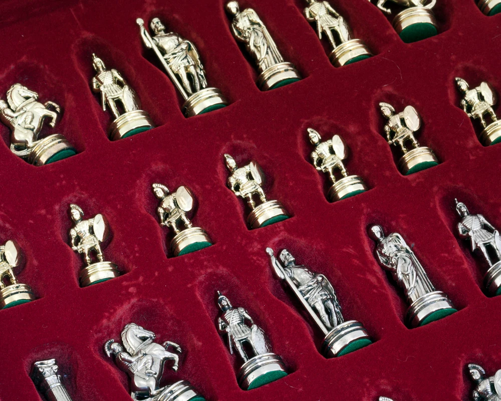 Manopoulos Greek Roman Army Metal Chess Set With Wooden Case - SMALL 5 Manopoulos Greek Roman Army Metal Chess Set With Wooden Case - SMALL - Image 5