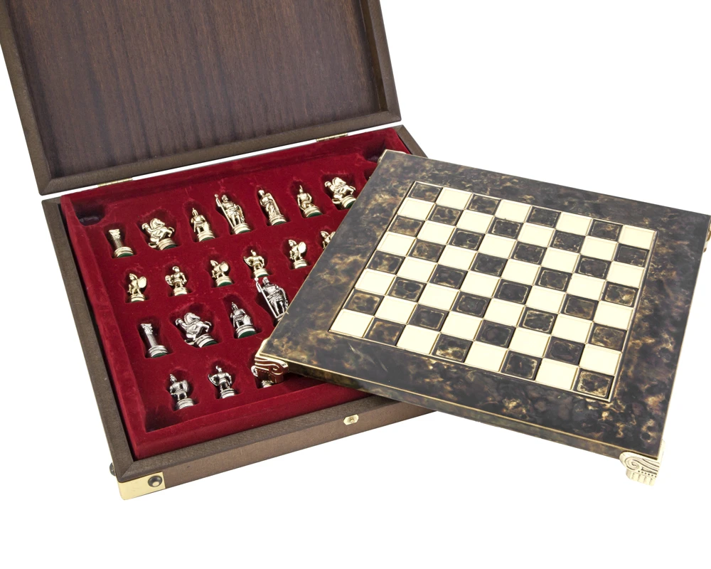 Manopoulos Greek Roman Army Metal Chess Set With Wooden Case - SMALL 6 Manopoulos Greek Roman Army Metal Chess Set With Wooden Case - SMALL - Image 6