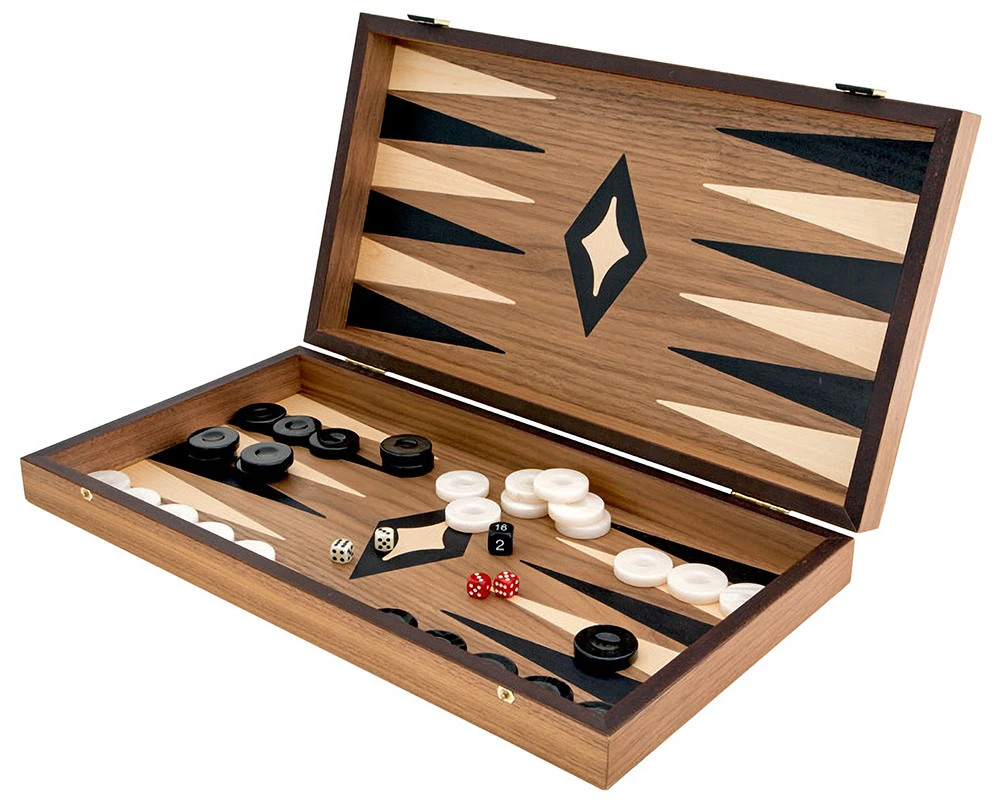 Manopoulos Deluxe Walnut And Maple Backgammon Set 2 Manopoulos Deluxe Walnut And Maple Backgammon Set - Image 2
