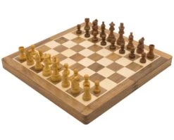 Deluxe Hardwood Folding Travel 14 Inch Chess Set