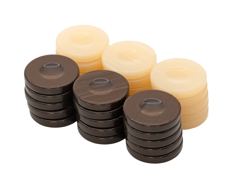 Deluxe Backgammon Stones Brown & Ivory 36mm 1 Deluxe Backgammon Stones Brown & Ivory 36mm
