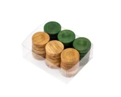 Deluxe Olive Wood Backgammon Stones Natural & Green 26mm