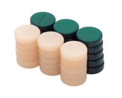 Mother Of Pearl Acrylic Flat Backgammon Stones Green And Ivory 26mm