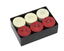 Galalith Luxury Backgammon Stones Red & Ivory 36mm -Chess Shop PG 1RED 02
