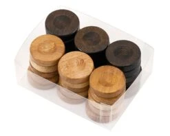 Wooden Backgammon Stones In Nautral & Brown 26mm