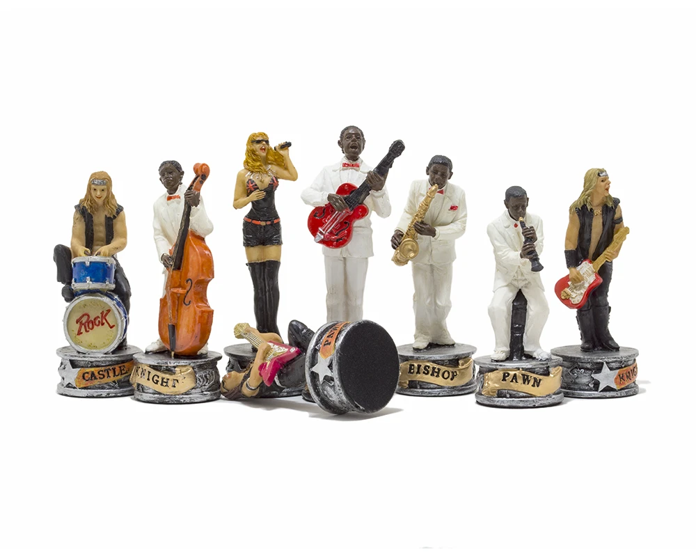 The Jazz Band Vs Rock Stars Hand Painted Themed Chess Pieces By Italfama 4 The Jazz Band Vs Rock Stars Hand Painted Themed Chess Pieces By Italfama - Image 4