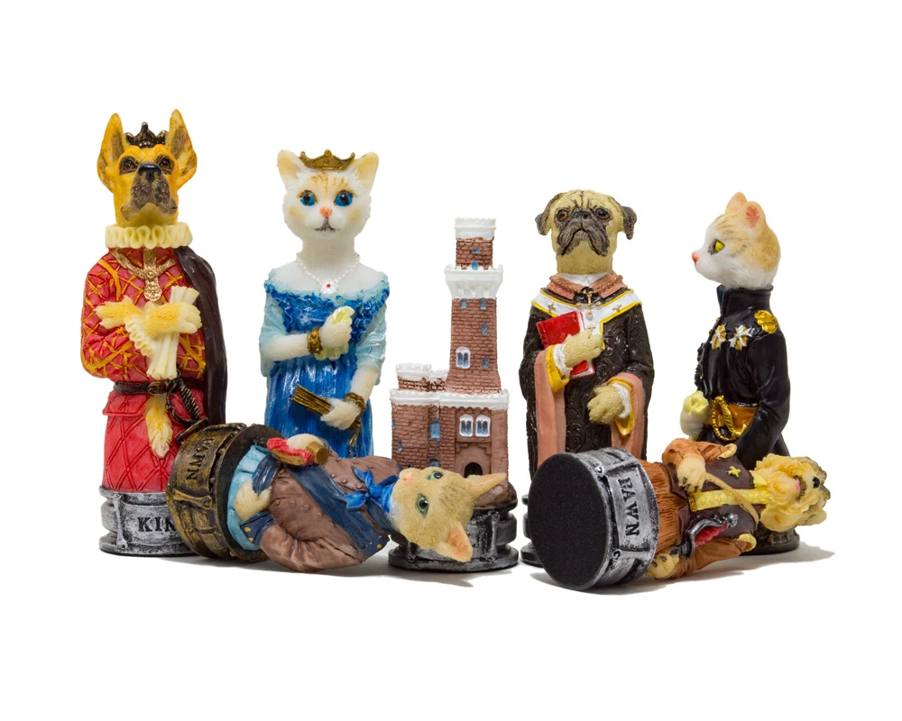 The Cats Vs Dogs Hand Painted Themed Chess Pieces By Italfama 2 The Cats Vs Dogs Hand Painted Themed Chess Pieces By Italfama - Image 2