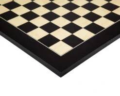 17.75 Inch Lacquered Black Anegre Deluxe Chess Board