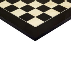 19.7 Inch Lacquered Black Anegre And Maple Deluxe Chess Board