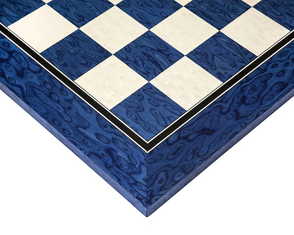19.7 Inch Satin Blue Erable And Maple Deluxe Chess Board 1 19.7 Inch Satin Blue Erable And Maple Deluxe Chess Board