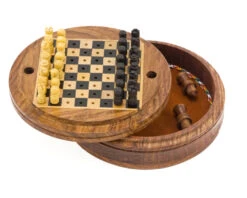 5 Inch Round Pegged Sheesham Travel Chess Set -Chess Shop RCC031 02