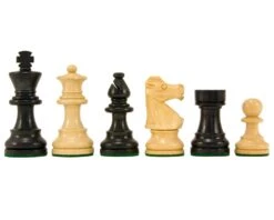 French Knight Series Ebonised Staunton Chess Pieces 3.25 Inches