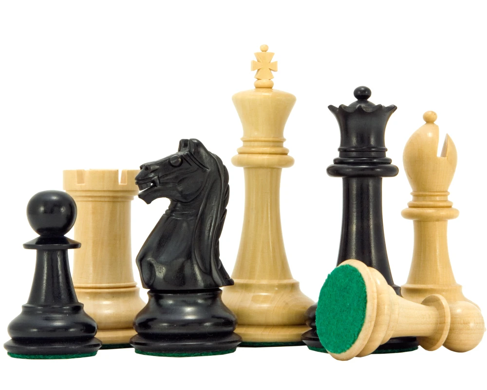 Oxford Series Ebonised Boxwood Chess Pieces 3.75 Inches 2 Oxford Series Ebonised Boxwood Chess Pieces 3.75 Inches - Image 2
