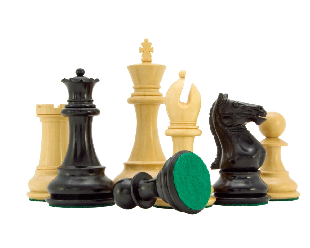 Sentinel Series Ebony And Boxwood Staunton Chess Pieces 4 Inches 2 Sentinel Series Ebony And Boxwood Staunton Chess Pieces 4 Inches - Image 2