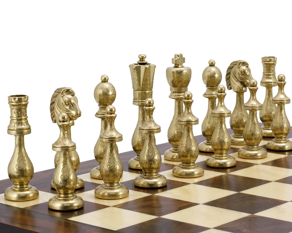Maghreb Brass And Nickel Chess Pieces 4 Inches 4 Maghreb Brass And Nickel Chess Pieces 4 Inches - Image 4