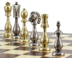 Maghreb Brass And Nickel Chess Pieces 4 Inches 12 Maghreb Brass And Nickel Chess Pieces 4 Inches -Chess Shop RCP091 05