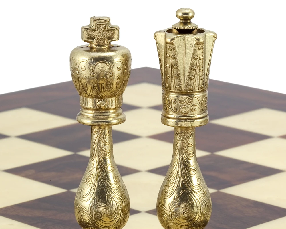 Maghreb Brass And Nickel Chess Pieces 4 Inches 7 Maghreb Brass And Nickel Chess Pieces 4 Inches - Image 7