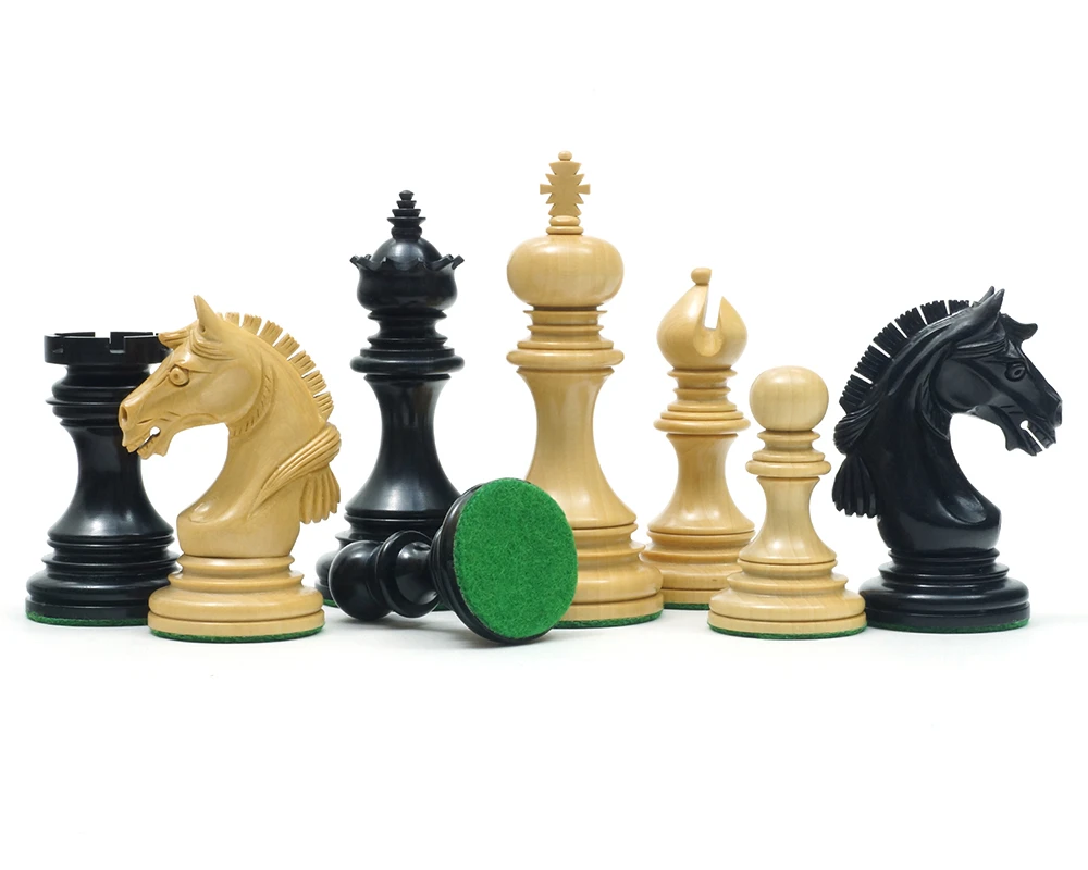 The Garvi Ebony Chessmen 4 Inches 2 The Garvi Ebony Chessmen 4 Inches - Image 2