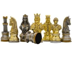 The Medieval Pewter Hand Painted Luxury Chess Men By Italfama