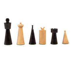 Art Deco Ebonised And Boxwood Chess Pieces 3.5 Inch