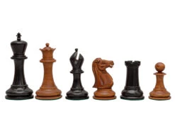 Reproduction Staunton Chessmen 1849 Model 4.4 Inch King In Antiqued Boxwood And Ebony