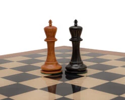Reproduction Staunton Chessmen 1849 Model 4.4 Inch King In Antiqued Boxwood And Ebony 12 Reproduction Staunton Chessmen 1849 Model 4.4 Inch King In Antiqued Boxwood And Ebony -Chess Shop RCP175 05