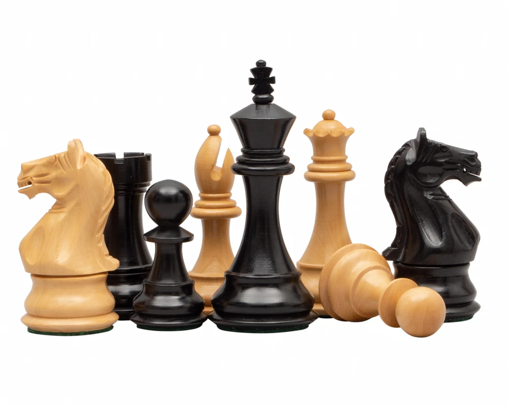 Fierce Knight Ebonised Chessmen 4 Inch 2 Fierce Knight Ebonised Chessmen 4 Inch - Image 2