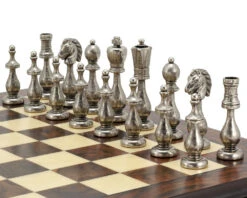 Maghreb Brass And Walnut Traditional Chess Set -Chess Shop RCPB117b 03